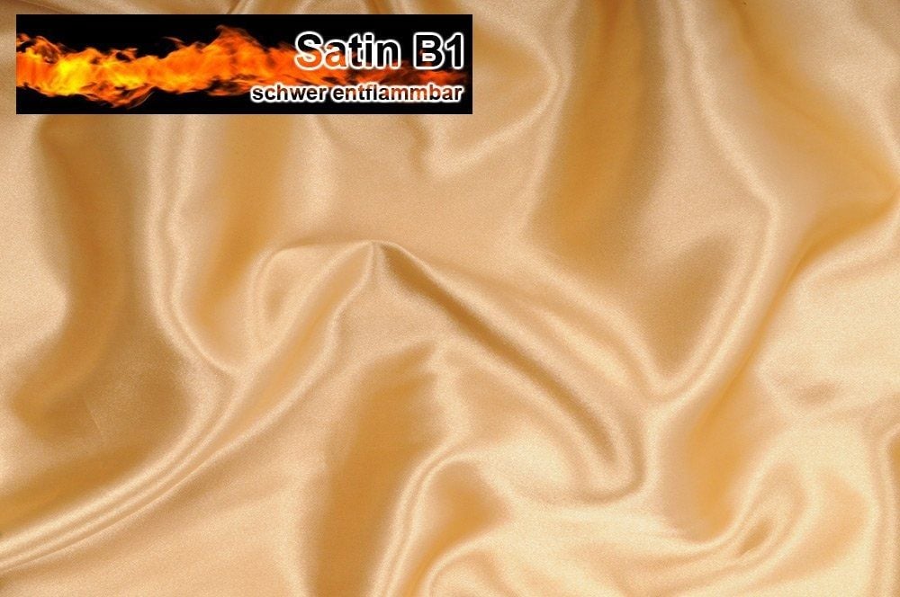Satin B1 - schwer entflammbar - Gold - 1,0 Meter 