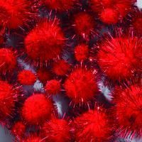 Pompons - für Dekorationen - 10, 15, 20, 25 mm - 40 Stk. - rot metallic 