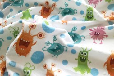 Frottee-Fleece - Monster-Familie Weiß 