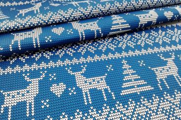 Dekostoff - Collection Norway - Christmas Love Blau