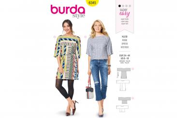 burda Schnittmuster 6345 Shirt und Kleid mit weiten Ärmeln 