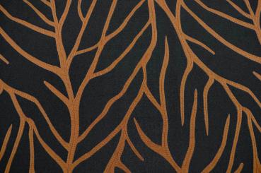 Dekostoff Jacquard - Leaves - Schwarz 