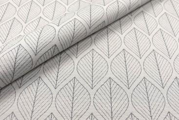 Premium-Jacquard - Zeitlose Blätter - Creme/Grau 