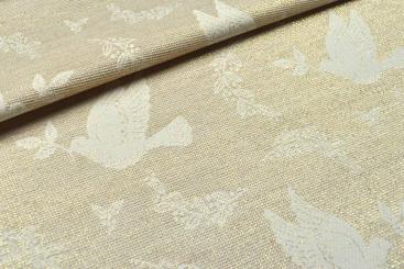 Dekostoff Jacquard - zweiseitig - Taubenglück - Goldglitter/Creme 