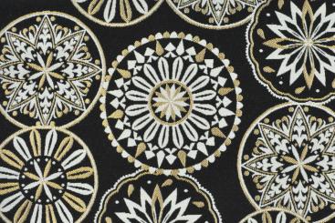 Luxus-Jacquard - Mandala - Schwarz/Gold 