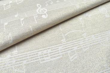 Dekostoff Jacquard - zweiseitig - Musiknoten - Beige/Creme 