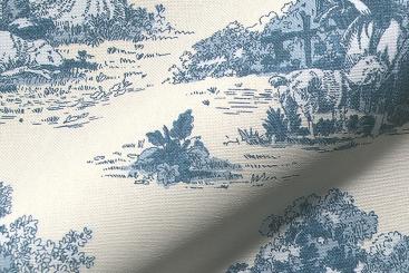 Dekostoff Toile de Jouy - Schafhirte - Blau 