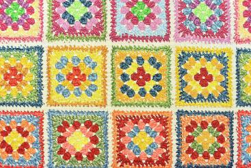 Gobelin-Stoff - Granny Squares - Creme 