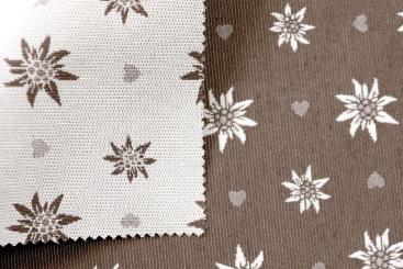 Dekostoff Jacquard - zweiseitig - Landhaus-Edelweiß - Braun 