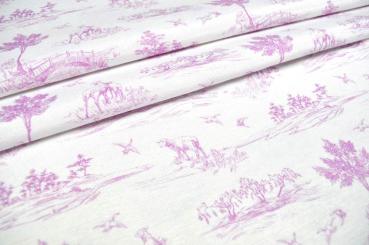 Dekostoff Toile de Jouy - Landleben - Rosé - 280 cm 