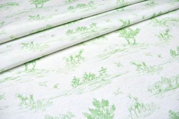 Dekostoff Toile de Jouy - Landleben - Grün - 280 cm 