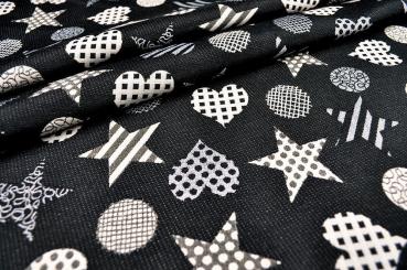 Dekostoff Jacquard - zweiseitig - Black and White 