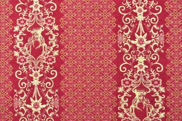 Jacquard-Stoff - Landhaus-Streifen - 280 cm - Rot/Beigegelb 