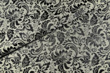 Floralia - Blüten-Jacquard zweiseitig - Creme/Schwarz 