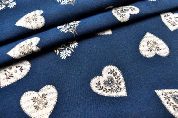 Jacquard-Dekostoff Landhaus - Garmisch - Blau 