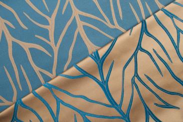 Blue Leafs - Dekostoff Jacquard 