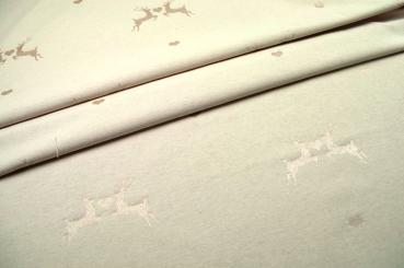 Verliebter Hirsch - Dekostoff Jacquard - Creme/Champagner 