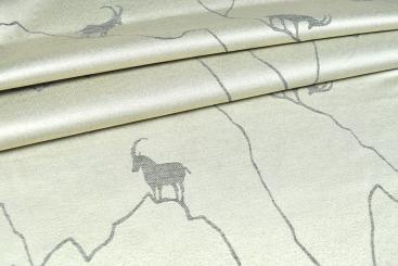 Dekostoff Jacquard - zweiseitig - Alpen-Steinbock - Creme/Grau 