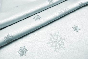 Dekostoff Jacquard - zweiseitig - Schneekristall - Eisblau/Hellblau 