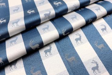 Dekostoff Jacquard beidseitig - Alm-Karo - Blau 