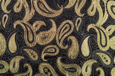 Brokat Paisley - Schwarz/Gold 