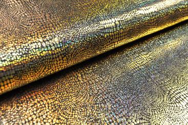 Folienstoff Stretch - Reptil - Gold 