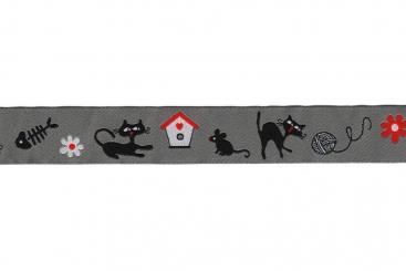 Jacquard-Borte - 2 cm breit - Katze Kitty - Meterware 