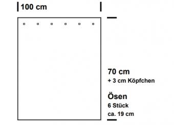 Fertig-Gardine linke Seite - Blackout perm. schwer entflammbar - a: 100 x b: 70 cm - Bambus 