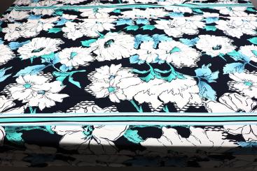 Viskose-Paneljersey - Aqua Flower 